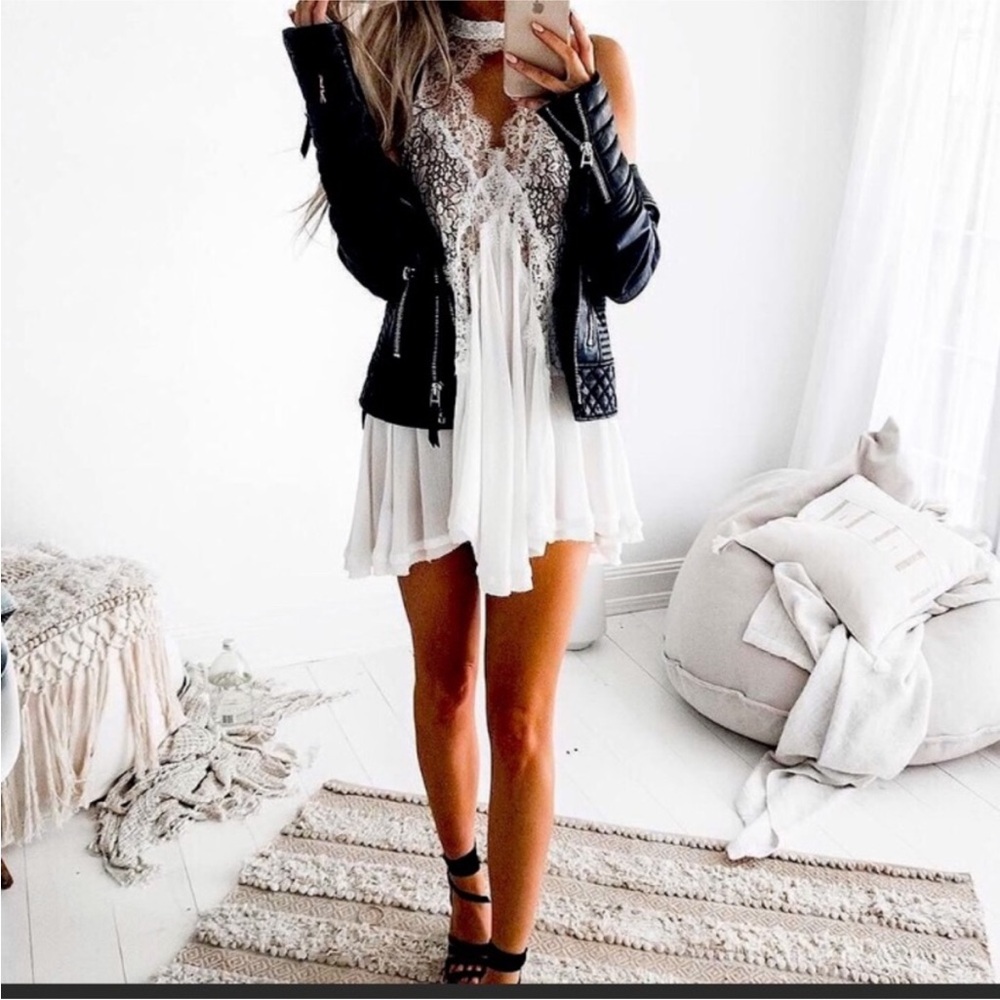 Free people white dress tunic with slip | Tell Tale Tunic